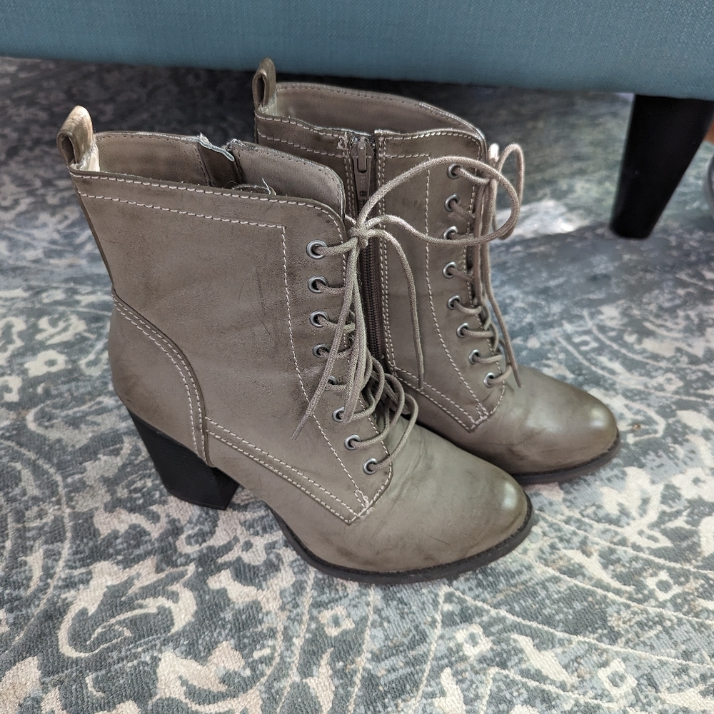Express Gray Heel Boots